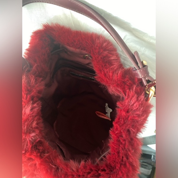 Faux Fur Crossbody  Bag  Red - Picture 9 of 17
